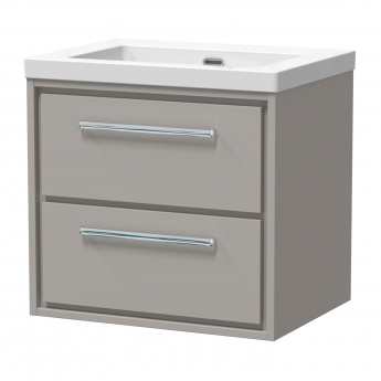 Hudson Reed Lille Wall Hung 2-Drawer Vanity Unit with 0TH Contemporary Basin 600mm Wide - Pebble Grey | Product Image