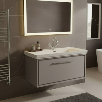 Hudson Reed Lille 800mm 1-Drawer Wall Hung Vanity Unit with Fireclay Basin