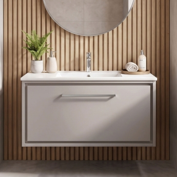 Hudson Reed Lille 800mm 1-Drawer Wall Hung Vanity Unit with Ceramic Basin | Product Image