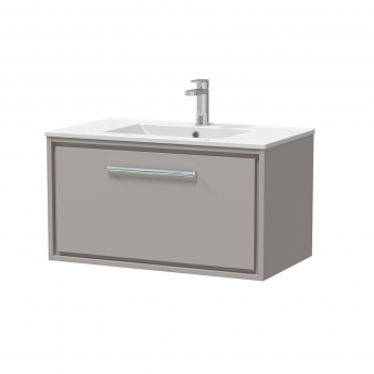 Hudson Reed Lille Wall Hung 1-Drawer Vanity Unit with 1TH Minimalist Basin 800mm Wide - Pebble Grey | Product Image