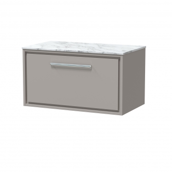 Hudson Reed Lille Wall Hung 1-Drawer Vanity Unit with Carrara Marble Worktop 800mm Wide - Pebble Grey | Product Image