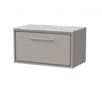 Hudson Reed Lille Wall Hung 1-Drawer Vanity Unit with Grey Marble Worktop 800mm Wide - Pebble Grey | Product Image