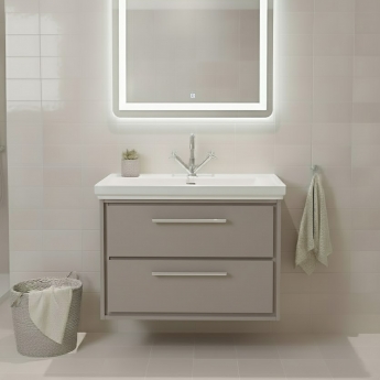 Hudson Reed Lille 800mm 2-Drawer Wall Hung Vanity Unit with Fireclay Basin