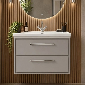 Hudson Reed Lille 800mm 2-Drawer Wall Hung Vanity Unit with Fireclay Basin | Product Image