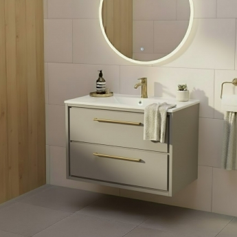 Hudson Reed Lille Wall Hung 2-Drawer Vanity Unit with 1TH Minimalist Basin 800mm Wide - Pebble Grey | Product Image