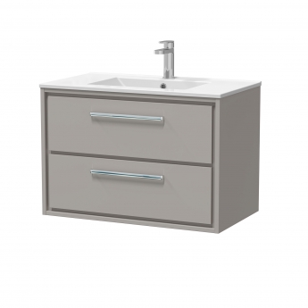 Hudson Reed Lille Wall Hung 2-Drawer Vanity Unit with 1TH Minimalist Basin 800mm Wide - Pebble Grey | Product Image