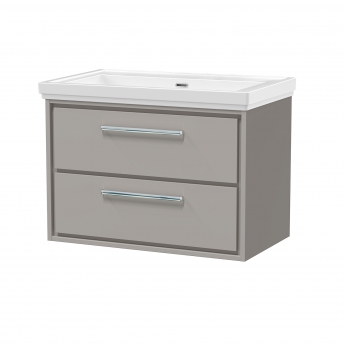 Hudson Reed Lille Wall Hung 2-Drawer Vanity Unit with 0TH Classique Basin 800mm Wide - Pebble Grey | Product Image