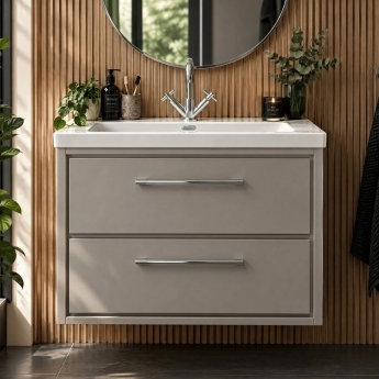 Hudson Reed Lille 800mm 2-Drawer Wall Hung Vanity Unit with Fireclay Basin | Product Image