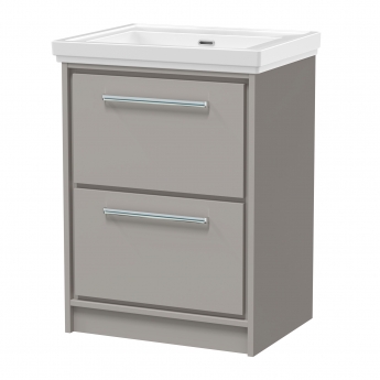 Hudson Reed Lille Floor Standing 2-Drawer Vanity Unit with 0TH Classique Basin 600mm Wide - Pebble Grey | Product Image