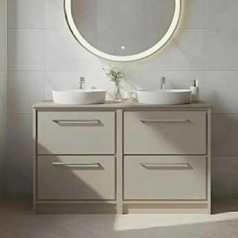 Hudson Reed Lille Floor Standing 4-Drawer Vanity Unit with Worktop 1200mm Wide - Pebble Grey | Product Image