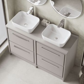 Hudson Reed Lille Floor Standing 4-Drawer Vanity Unit with Worktop 1200mm Wide - Pebble Grey | Product Image