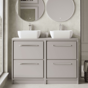 Hudson Reed Lille Floor Standing 4-Drawer Vanity Unit with Worktop 1200mm Wide - Pebble Grey | Product Image