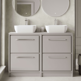 Hudson Reed Lille Floor Standing 4-Drawer Vanity Unit with Worktop 1200mm Wide - Pebble Grey | Product Image