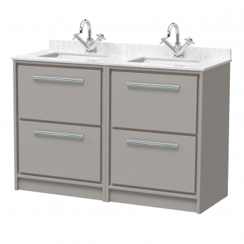 Hudson Reed Lille 1200mm 4-Drawer Floor Standing Vanity Unit with Marble Top Basin