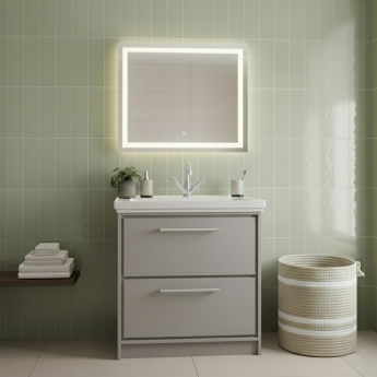 Hudson Reed Lille Floor Standing 2-Drawer Vanity Unit with 1TH Classique Basin 800mm Wide - Pebble Grey | Product Image