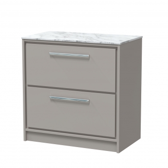 Hudson Reed Lille Floor Standing 2-Drawer Vanity Unit with Carrara Marble Worktop 800mm Wide - Pebble Grey | Product Image