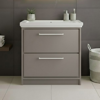 Hudson Reed Lille 800mm 2-Drawer Floor Standing Vanity Unit with Fireclay Basin | Product Image