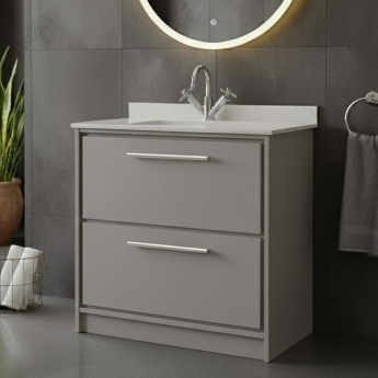 Hudson Reed Lille 800mm 2-Drawer Floor Standing Vanity Unit with Ceramic Basin