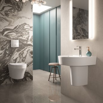 Hudson Reed Marlow Comfort Basin and Semi Pedestal 420mm Wide - 1 Tap Hole