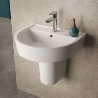 Hudson Reed Marlow Comfort Basin and Semi Pedestal 420mm Wide - 1 Tap Hole