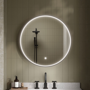 Hudson Reed Mensa Black Framed Bathroom Mirror with Touch Sensor 600mm Diameter