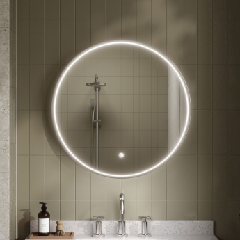 Hudson Reed Mensa Chrome Framed Bathroom Mirror with Touch Sensor 600mm Diameter