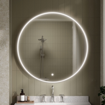 Hudson Reed Mensa Chrome Framed LED Mirror with Touch Sensor 800mm Diameter