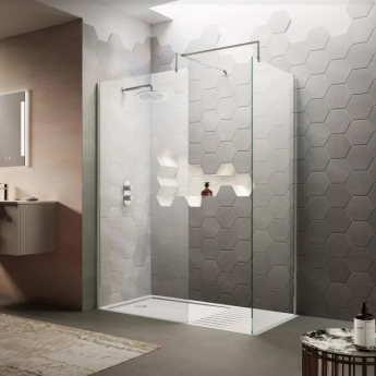 Hudson Reed Wet Room Screen with Support Bar 700mm Wide - 8mm Glass