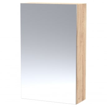 Hudson Reed 1-Door Mirrored Bathroom Cabinet 715mm H x 450mm W - Bleached Oak