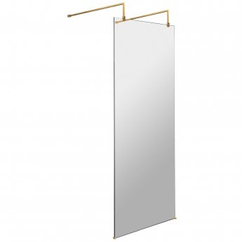 Hudson Reed Wet Room Screen with Brass Support Arms and Feet 700mm Wide - 8mm Glass