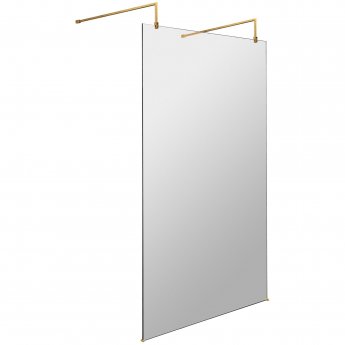 Hudson Reed Wet Room Screen with Brass Support Arms and Feet 1100mm Wide - 8mm Glass