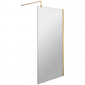 Hudson Reed Wet Room Screen with Brass Support Bar 900mm Wide - 8mm Glass