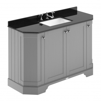 Hudson Reed Old London Angled Floor Standing Vanity Unit with 3TH Black Marble Top Basin 1200mm Wide - Storm Grey