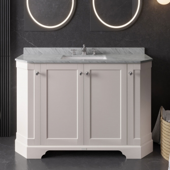 Hudson Reed Old London Angled Floor Standing Vanity Unit with 3TH Grey Marble Top Basin 1200mm Wide - Timeless Sand