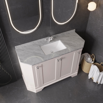 Hudson Reed Old London Angled Floor Standing Vanity Unit with 1TH Grey Marble Top Basin 1200mm Wide - Twilight Blue