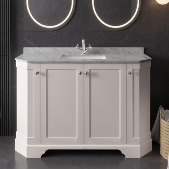Hudson Reed Old London Angled Floor Standing Vanity Unit with 1TH Grey Marble Top Basin 1200mm Wide - Timeless Sand
