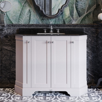 Hudson Reed Old London Angled Floor Standing Vanity Unit with 3TH Black Marble Top Basin 1000mm Wide - Timeless Sand