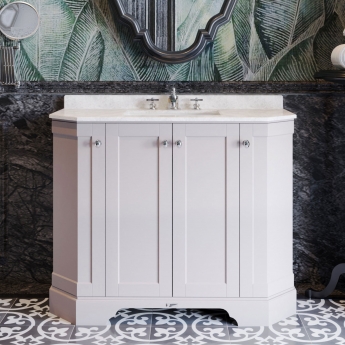 Hudson Reed Old London Angled Floor Standing Vanity Unit with 3TH White Marble Top Basin 1000mm Wide - Timeless Sand