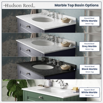 Hudson Reed Old London Floor Standing Vanity Unit with 1TH White Marble Top Basin 600mm Wide - Hunter Green