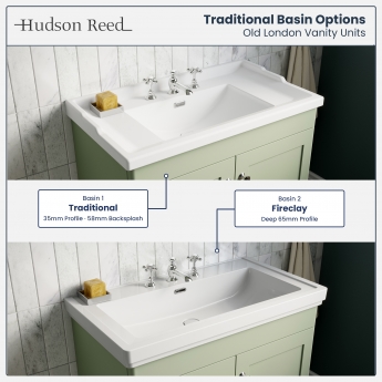 Hudson Reed Old London Floor Standing Vanity Unit with 1TH Basin 800mm Wide - Timeless Sand