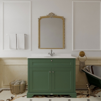 Hudson Reed Old London Floor Standing Vanity Unit with 1TH White Marble Top Basin 1000mm Wide - Hunter Green | Product Image