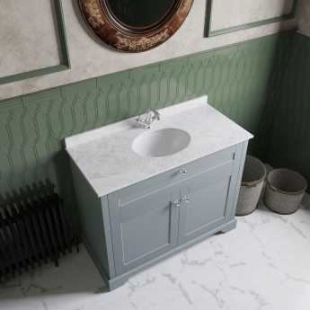 Hudson Reed Old London Floor Standing Vanity Unit with 1TH White Marble Top Basin 1000mm Wide - Timeless Sand