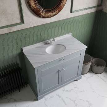 Hudson Reed Old London Floor Standing Vanity Unit with 1TH Grey Marble Top Basin 1000mm Wide - Twilight Blue