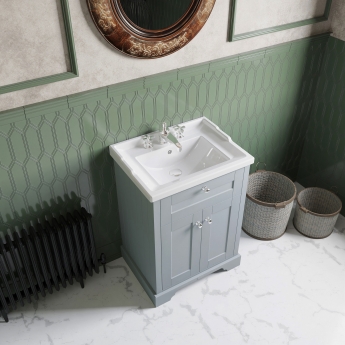 Hudson Reed Old London Floor Standing Vanity Unit with 3TH Basin 600mm Wide - Storm Grey