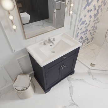 Hudson Reed Old London Floor Standing Vanity Unit with 3TH Basin 800mm Wide - Twilight Blue