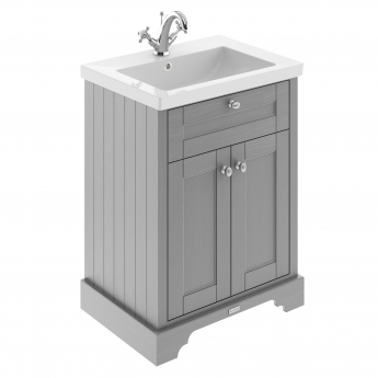 Hudson Reed Old London Floor Standing Vanity Unit with 1TH Contemporary Basin 600mm Wide - Storm Grey | Product Image