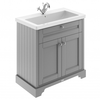 Hudson Reed Old London Floor Standing Vanity Unit with 1TH Contemporary Basin 800mm Wide - Storm Grey | Product Image
