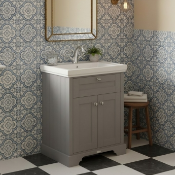 Hudson Reed Old London Floor Standing Vanity Unit with 1TH Classic Basin 600mm Wide - Storm Grey