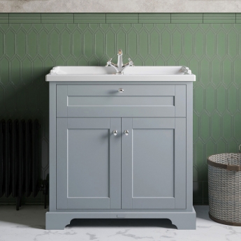 Hudson Reed Old London Floor Standing Vanity Unit with 1TH Basin 800mm Wide - Storm Grey