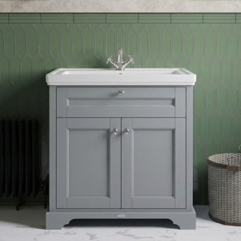 Hudson Reed Old London Floor Standing Vanity Unit with 1TH Classic Basin 800mm Wide - Storm Grey